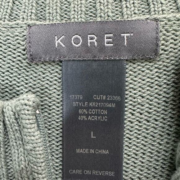 Koret Vintage Sweater Womens L Fair Isle Green Snowflake Nordic Ribbed 1/4 Zip - Picture 2 of 10